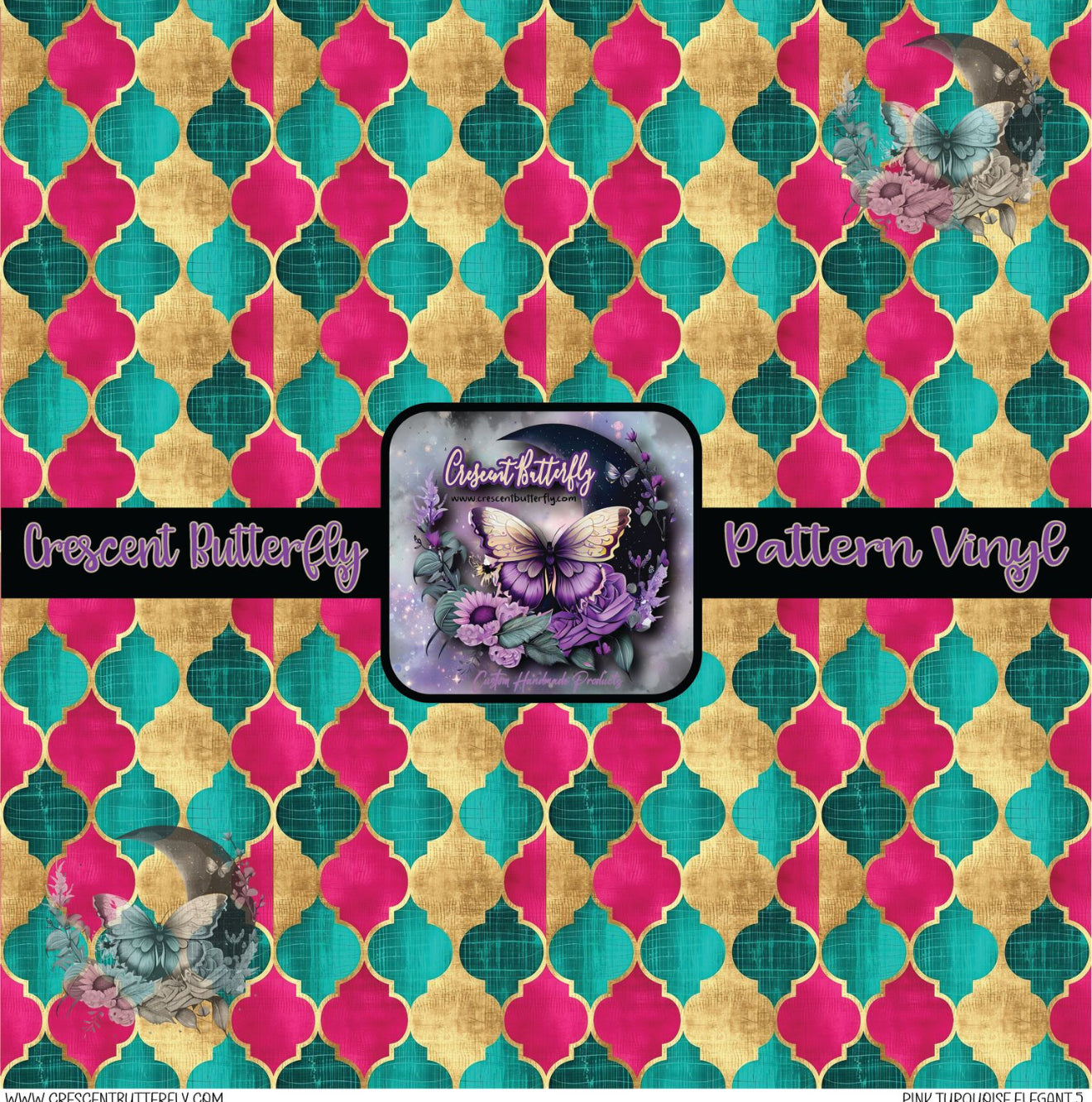 Pink Turquoise Elegant 5 Printed Vinyl Sheet/Wrap