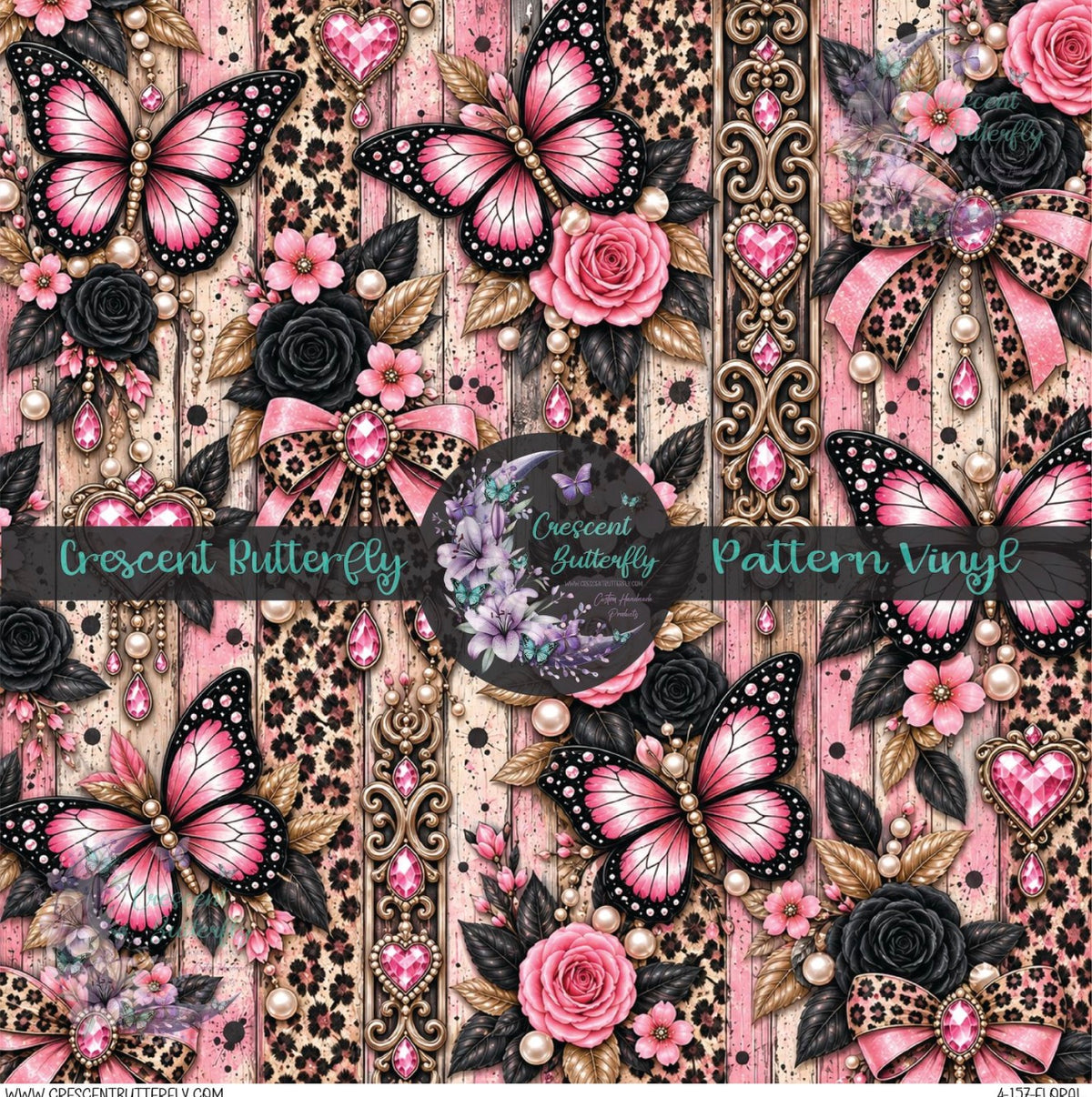 4-157-Floral Printed Vinyl Sheet/Wrap
