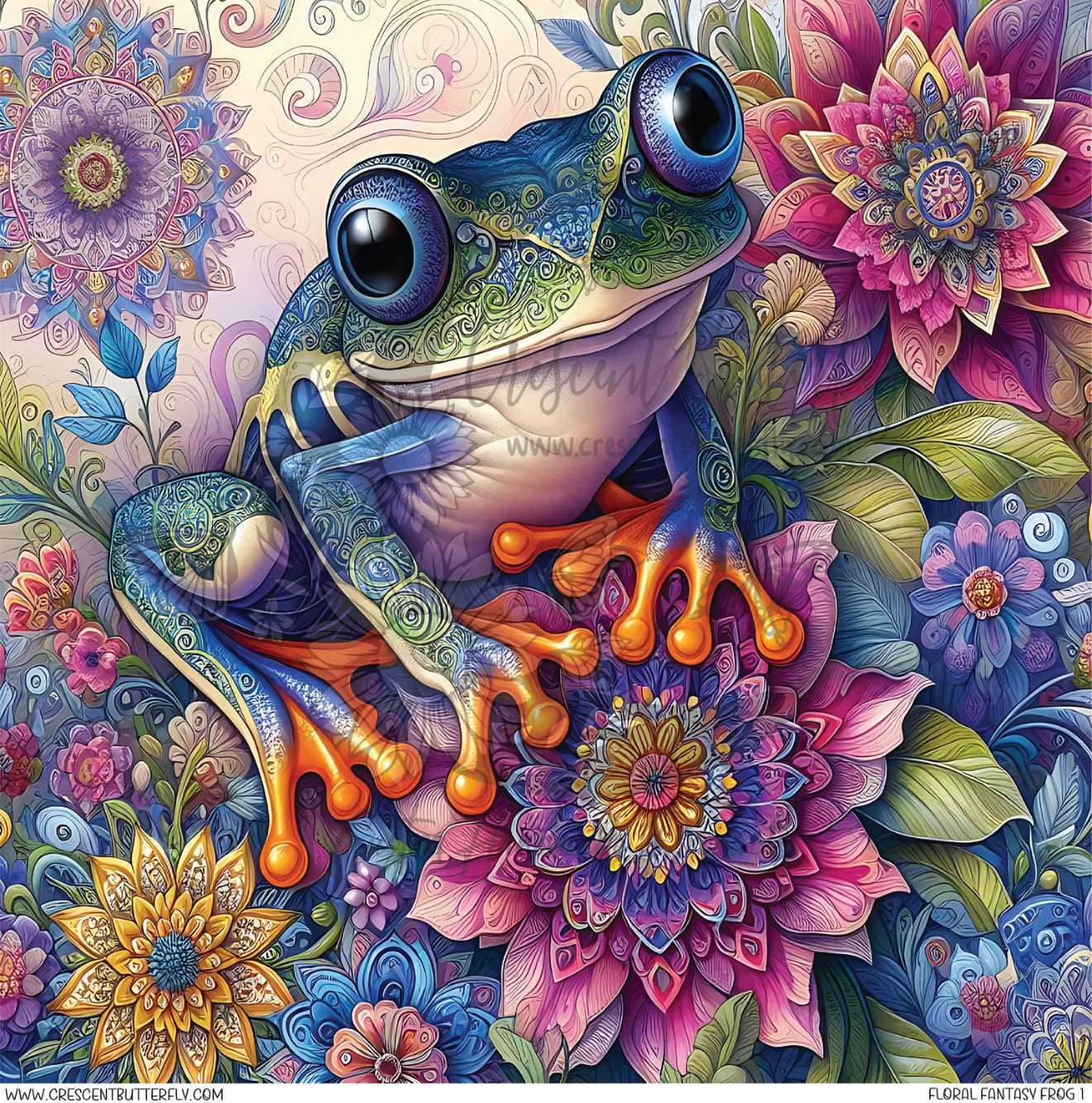 Floral Fantasy Frog 1 Printed Vinyl Sheet/Wrap