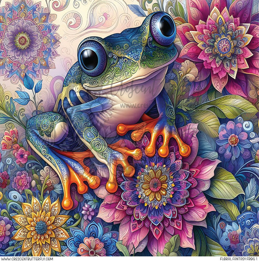 Floral Fantasy Frog 1 Printed Vinyl Sheet/Wrap