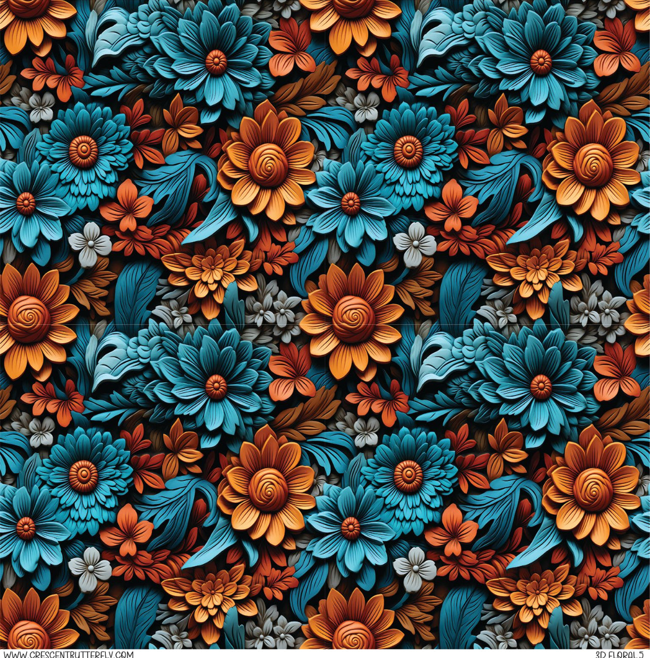 3D Floral 5 Printed Vinyl Sheet/Wrap