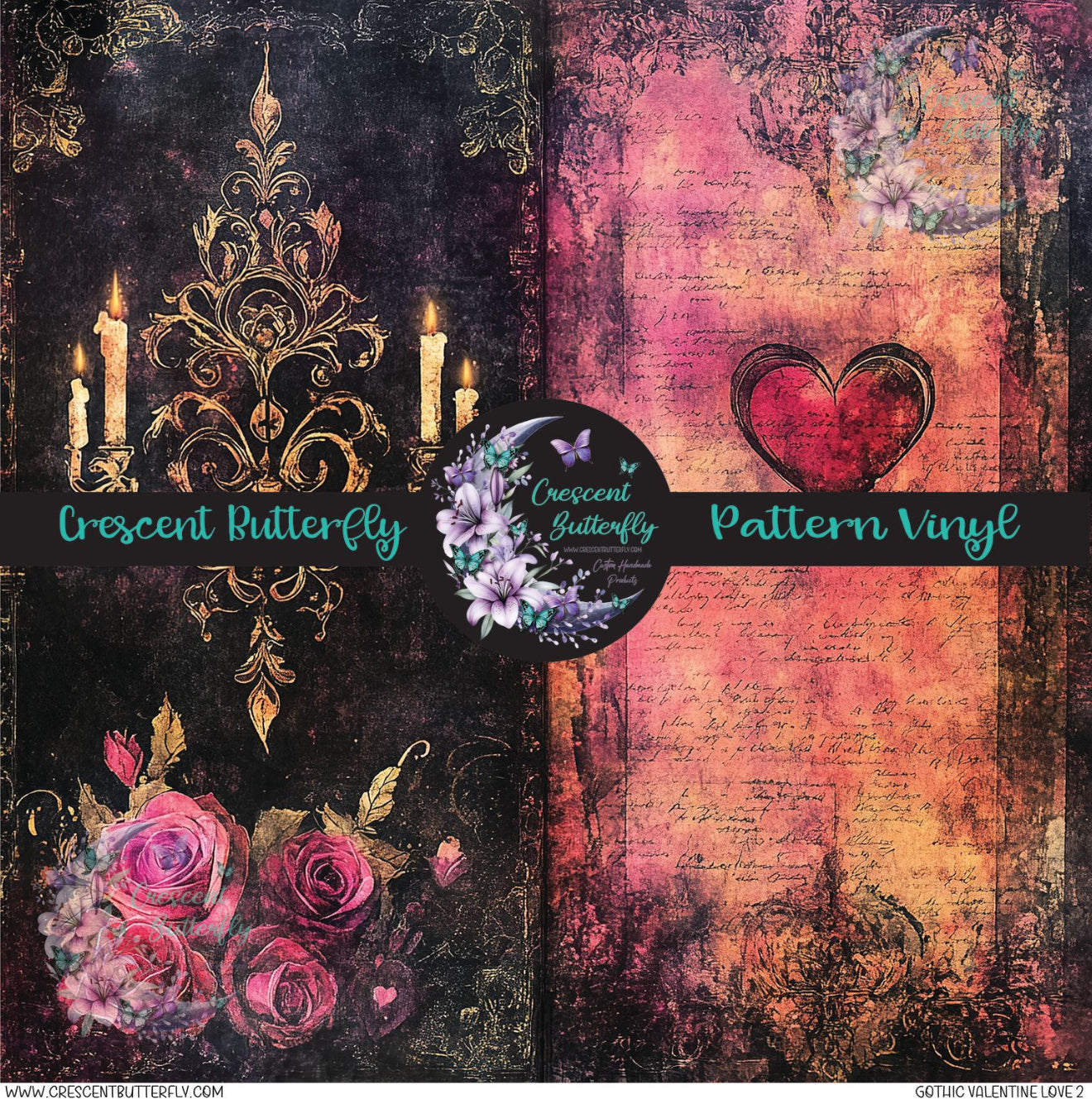 Gothic Valentine Love 2 Printed Vinyl Sheet/Wrap