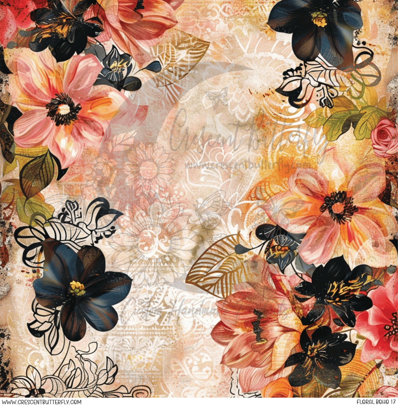 Floral Boho 17 Printed Vinyl Sheet/Wrap