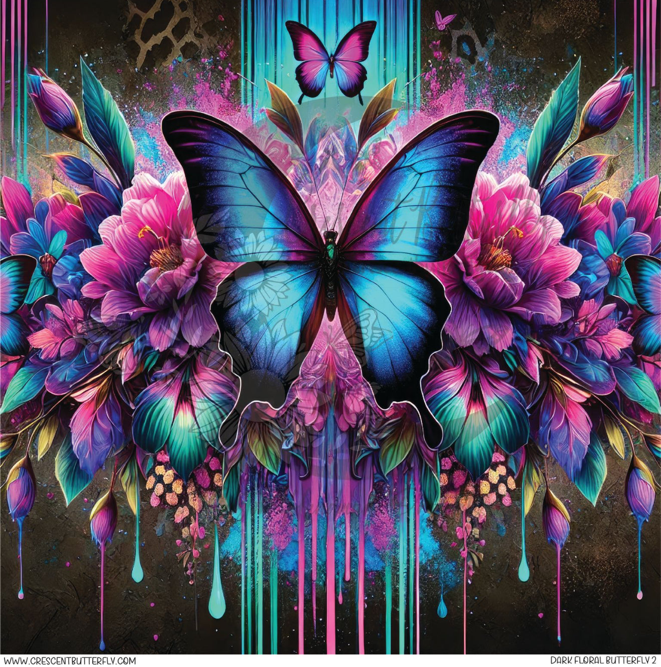 Dark Floral Butterfly 2 Printed Vinyl Sheet/Wrap