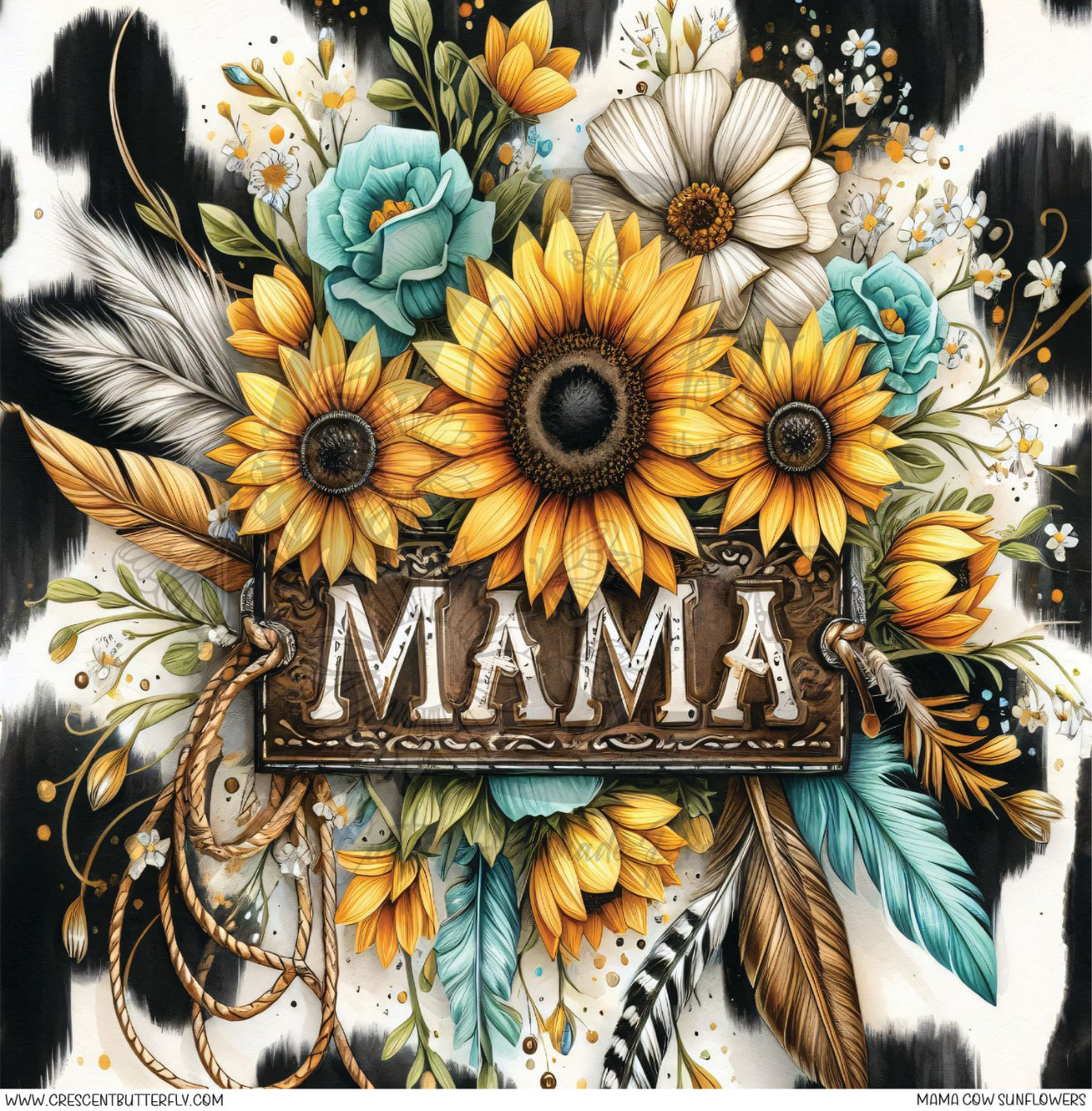 Mama Cow Sunflowers Printed Vinyl Sheet/Wrap