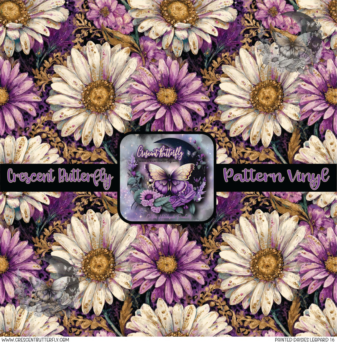 Painted Daisies Leopard 16 Printed Vinyl Sheet/Wrap