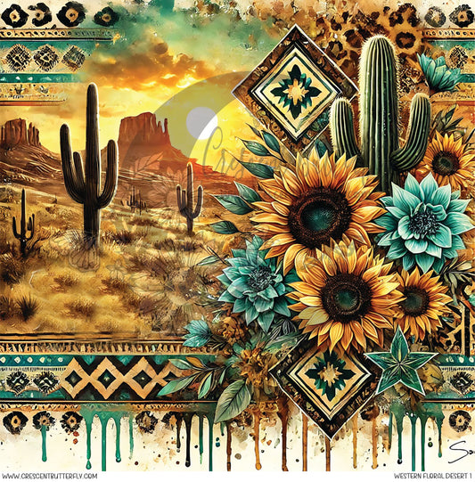 Western Floral Desert 1 Printed Vinyl Sheet/Wrap