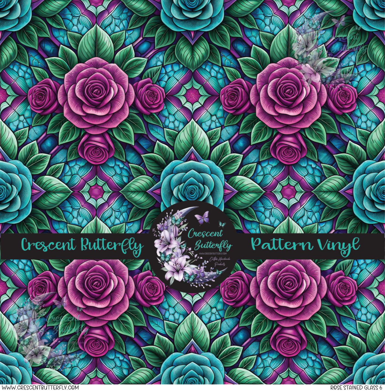 Rose Stained Glass 6 Printed Vinyl Sheet/Wrap