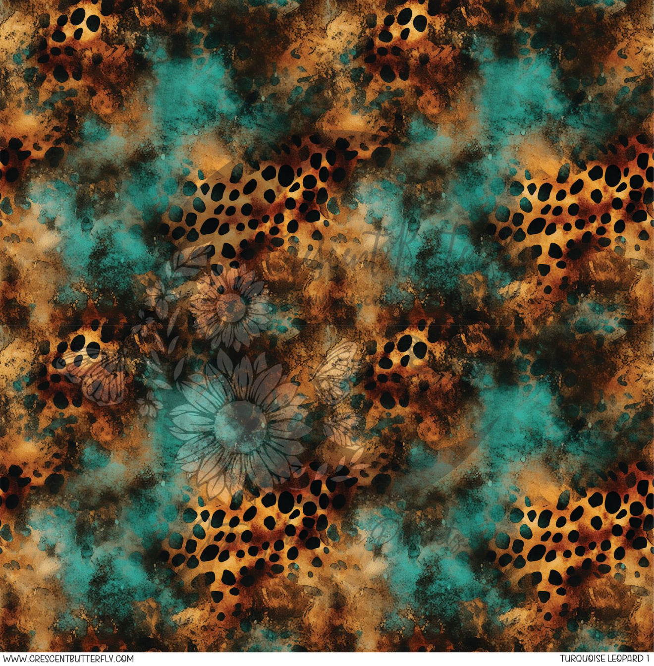 Turquoise Leopard 1 Printed Vinyl Sheet/Wrap