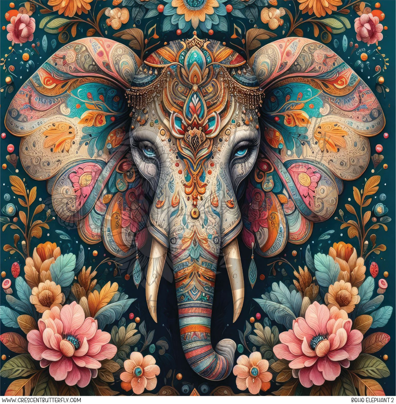Boho Elephant 2 Printed Vinyl Sheet/Wrap