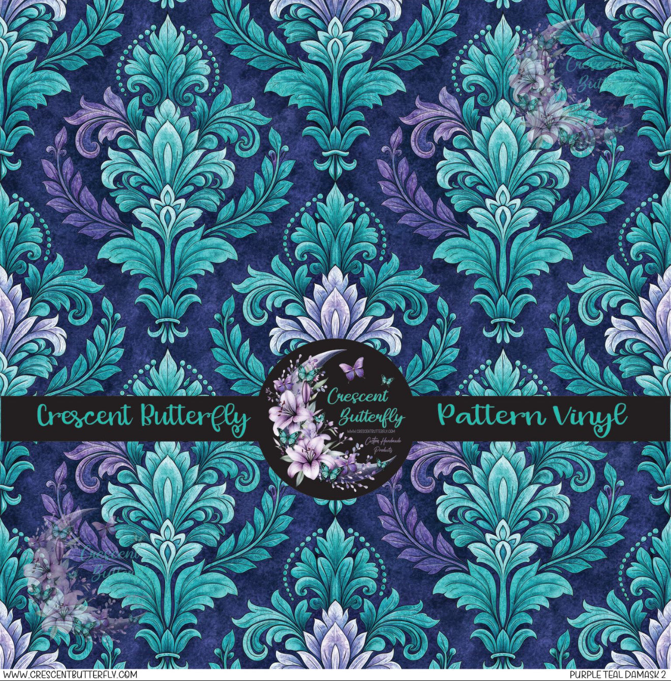 Purple Teal Damask 2 Printed Vinyl Sheet/Wrap