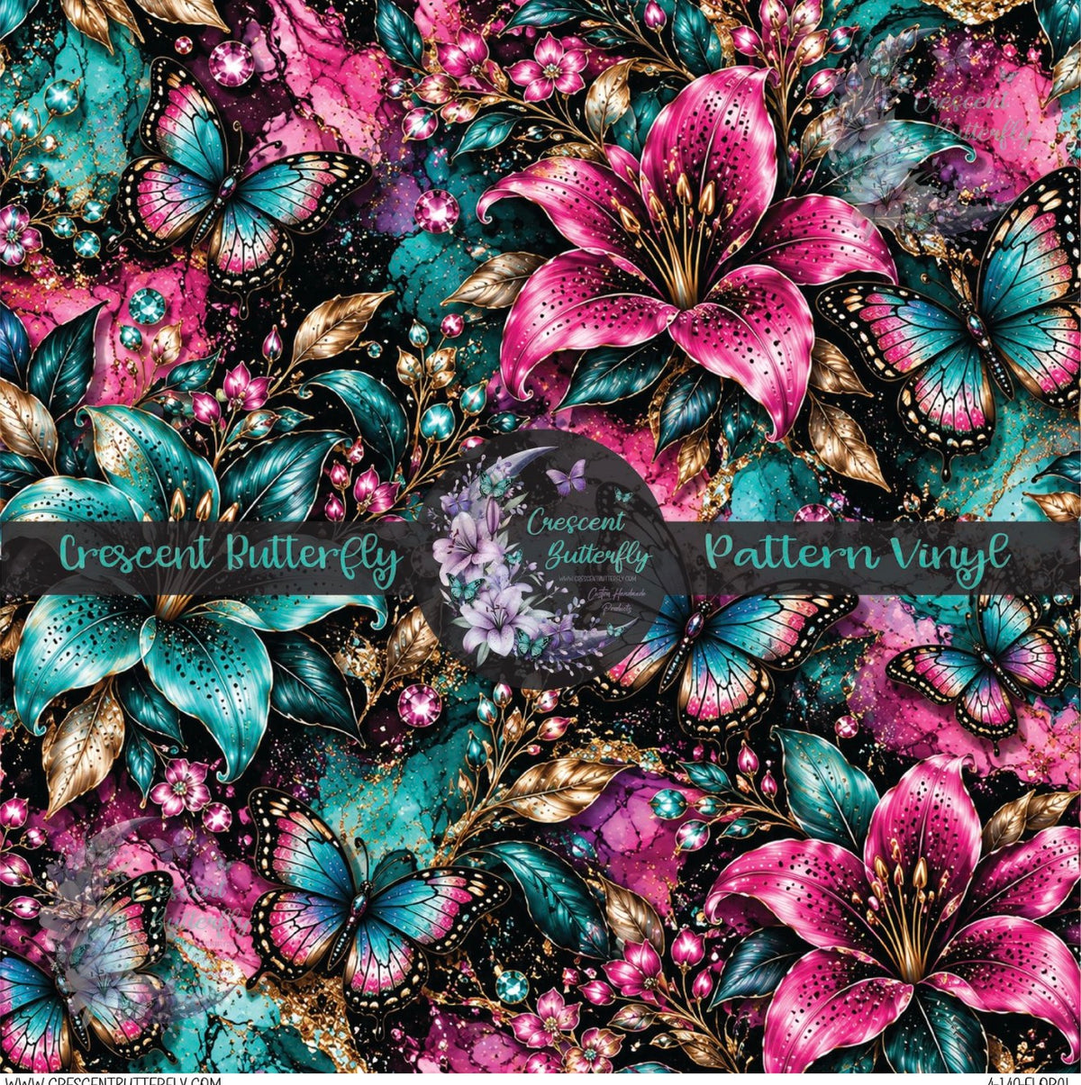 4-140-Floral Printed Vinyl Sheet/Wrap