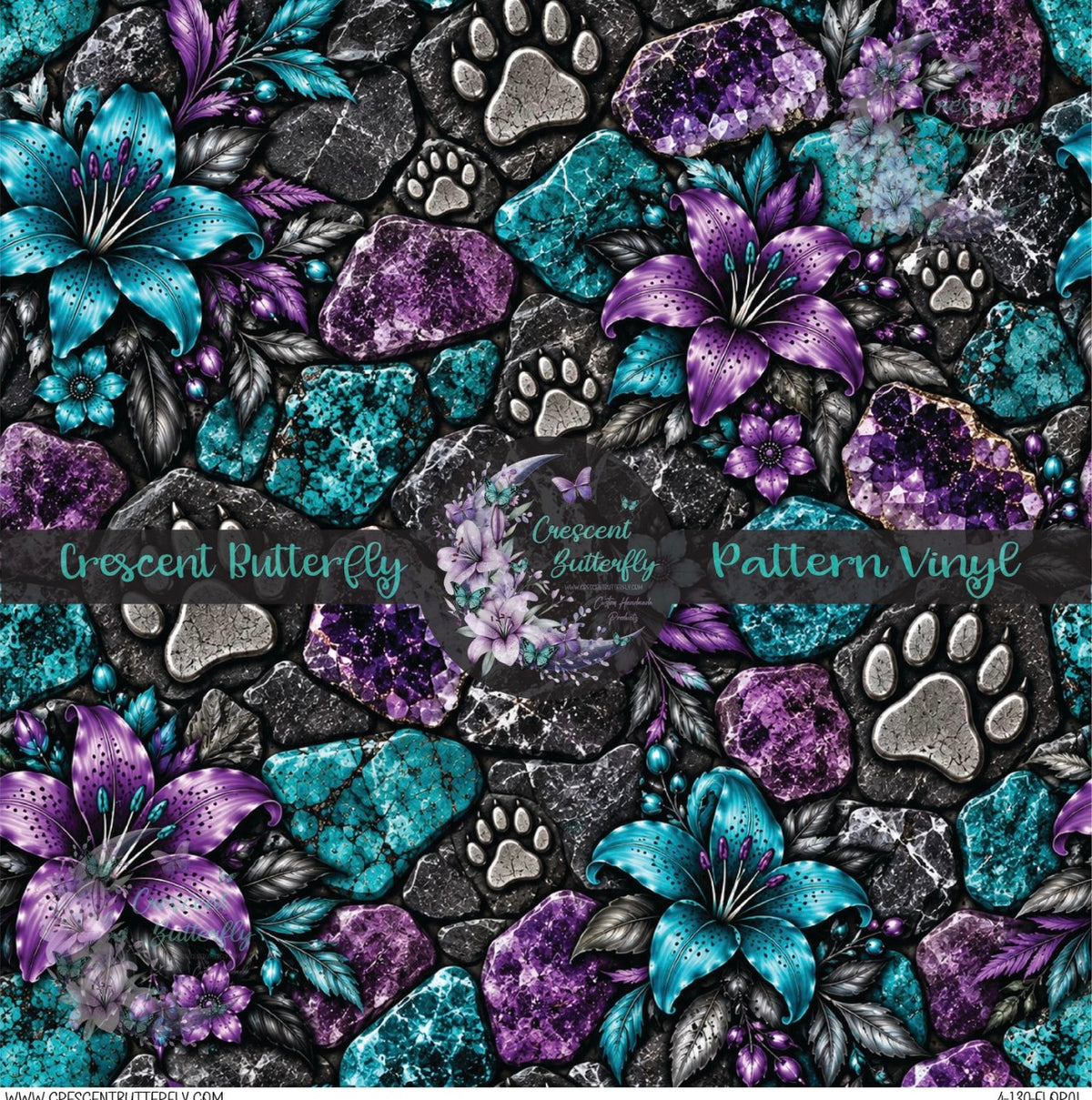 4-130-Floral Printed Vinyl Sheet/Wrap