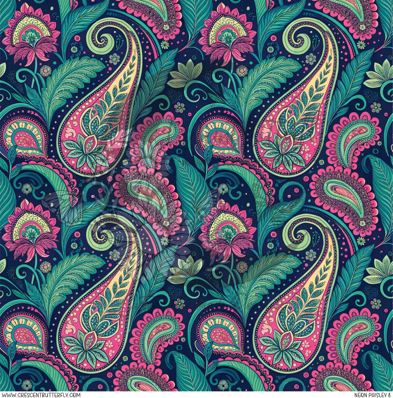 Neon Paisley 8 Printed Vinyl Sheet/Wrap