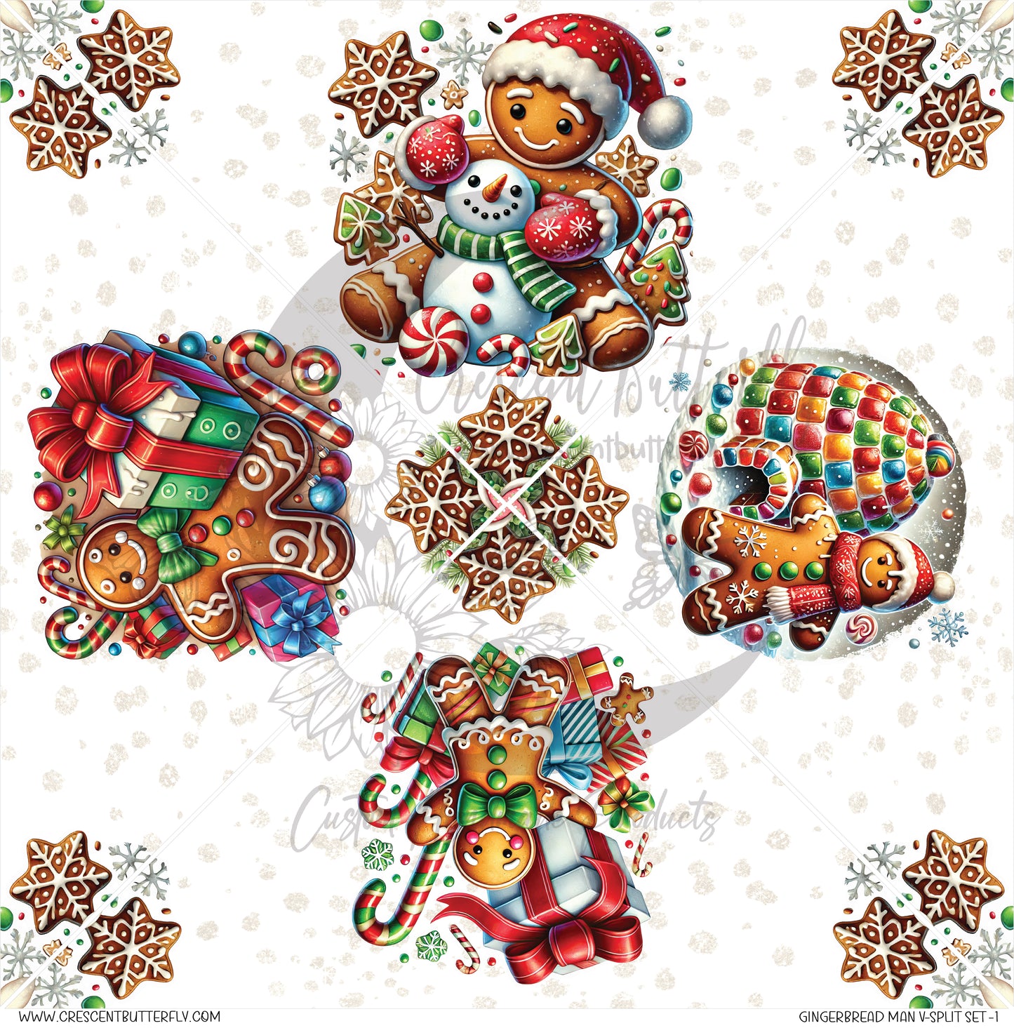 Gingerbread Man V-Split Set-1 Printed Vinyl Sheet/Wrap