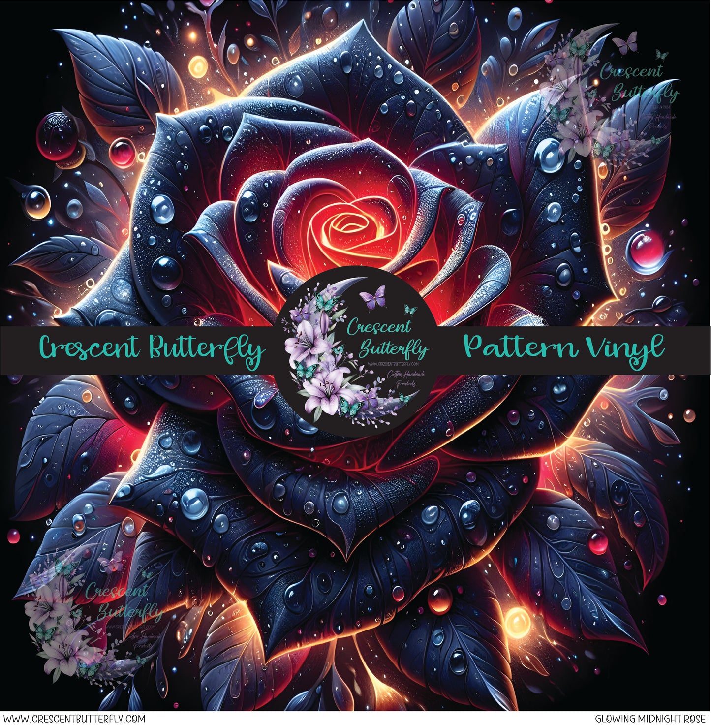 Glowing Midnight Rose Printed Vinyl Sheet/Wrap