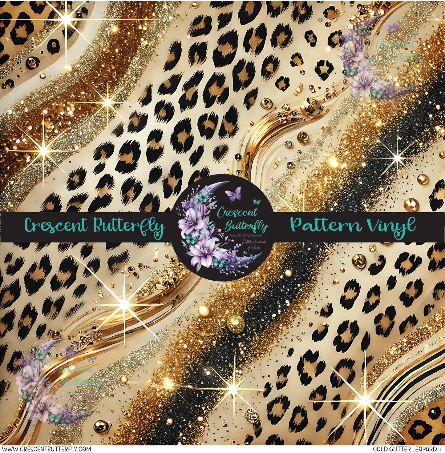 Gold Glitter Leopard 1 Printed Vinyl Sheet/Wrap