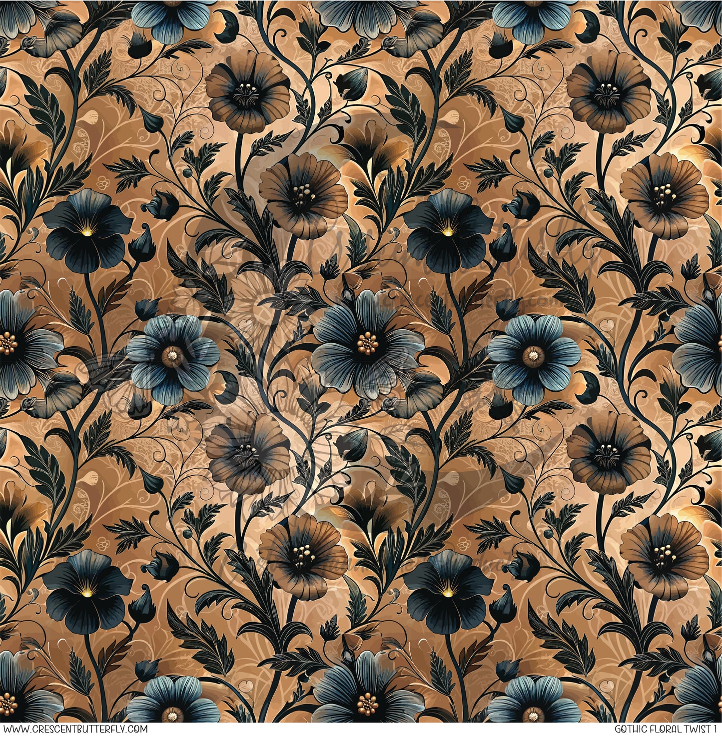 Gothic Floral Twist 1 Printed Vinyl Sheet/Wrap