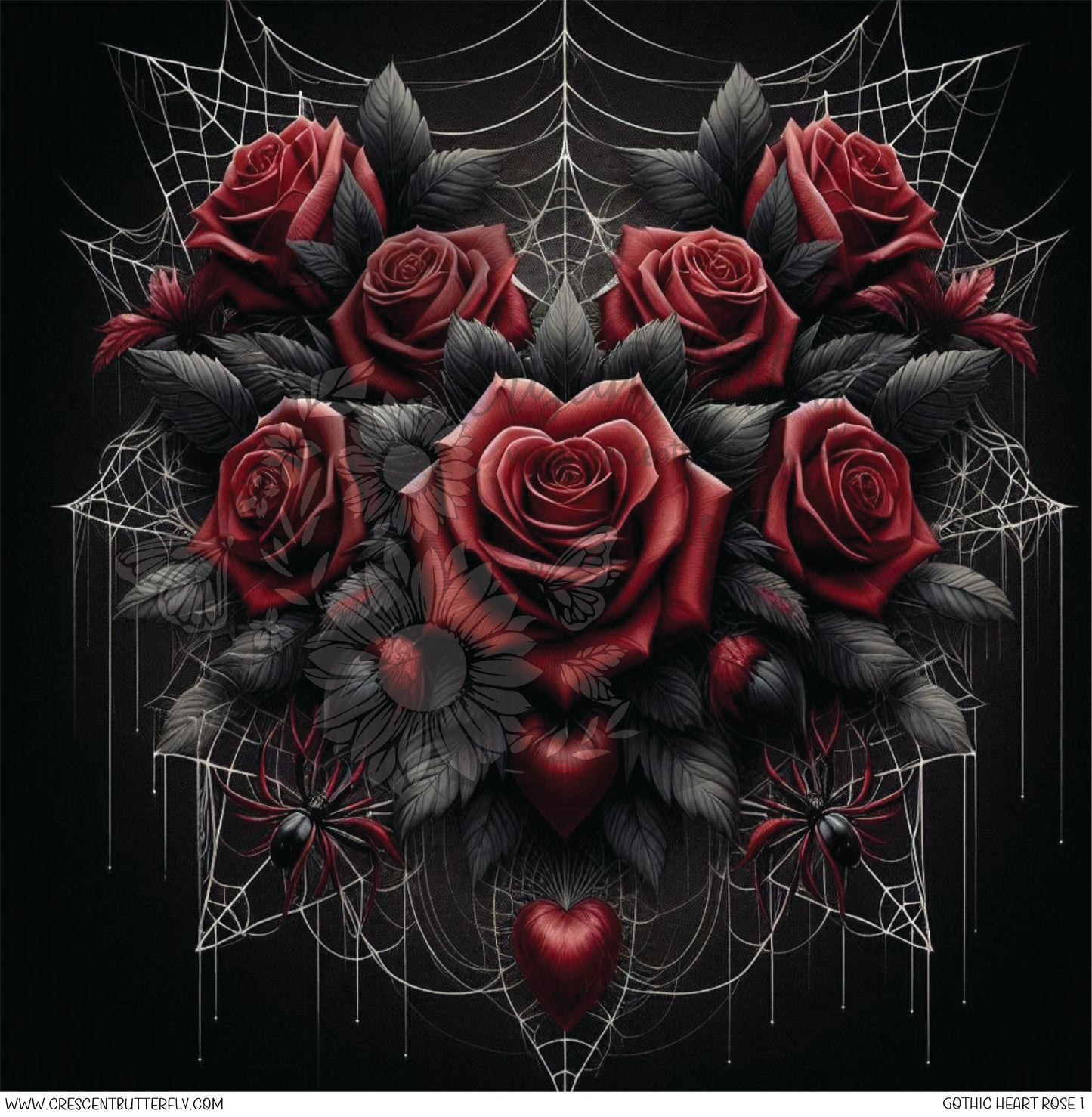 Gothic Heart Rose 1 Printed Vinyl Sheet/Wrap