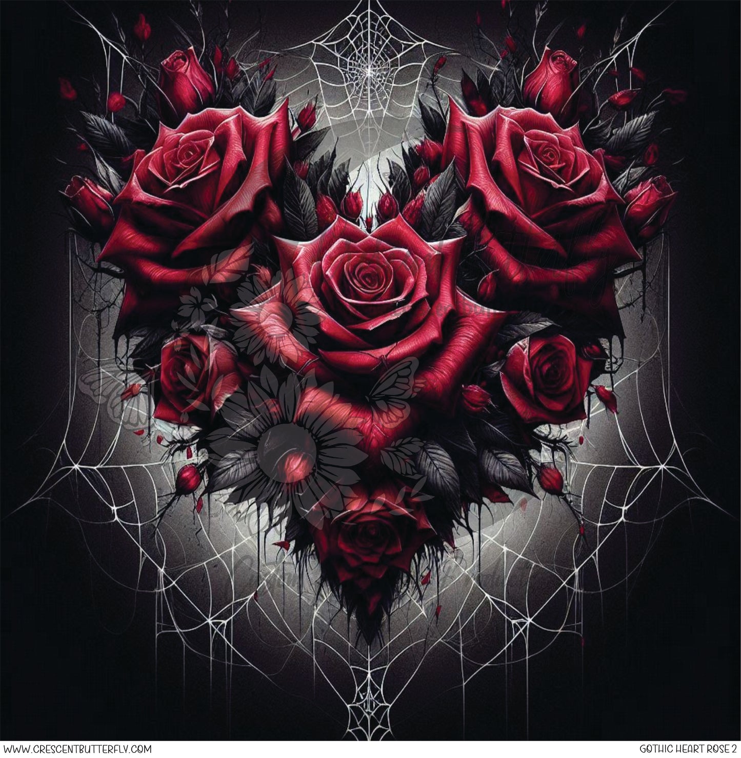 Gothic Heart Rose 2 Printed Vinyl Sheet/Wrap