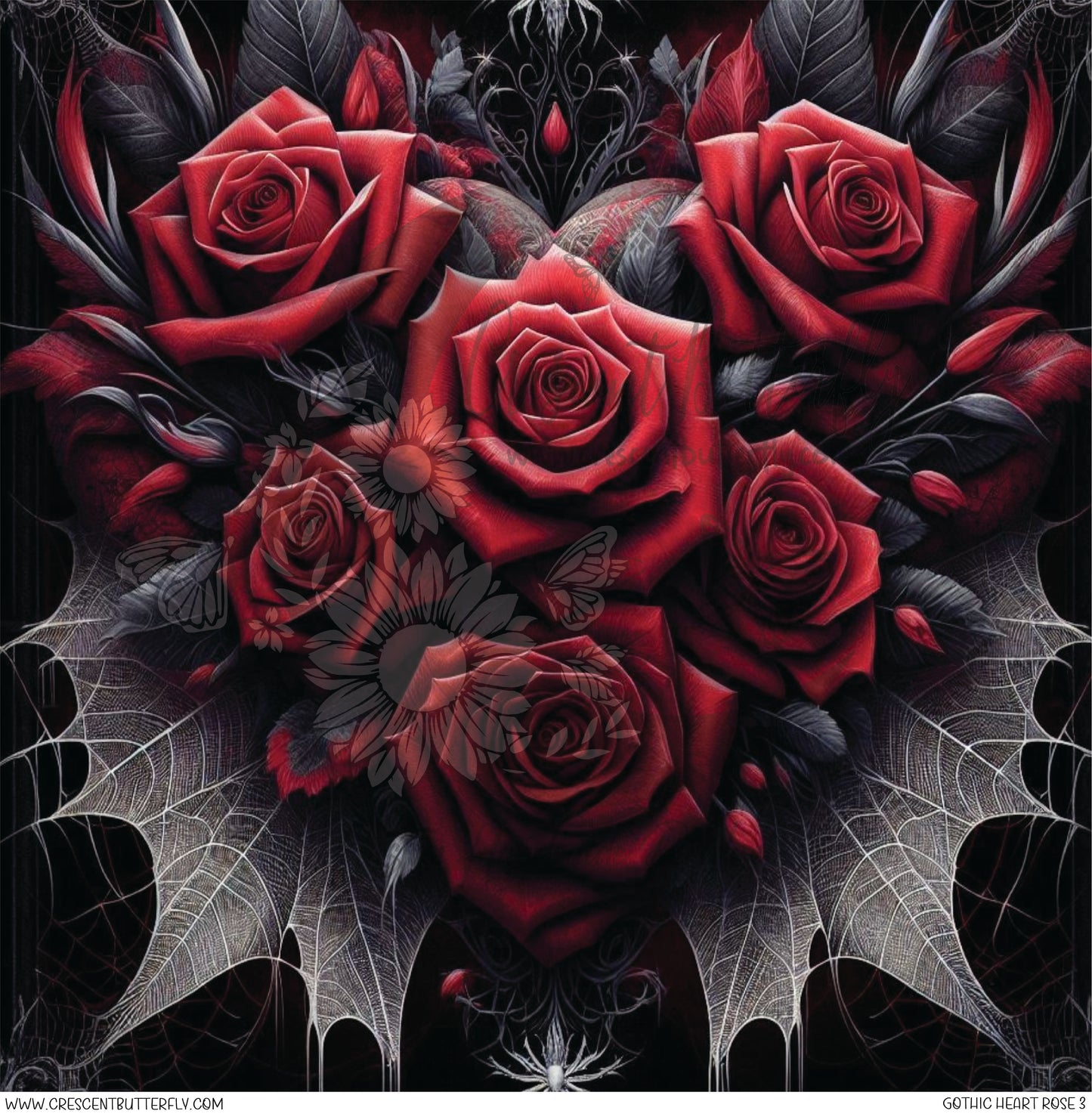 Gothic Heart Rose 3 Printed Vinyl Sheet/Wrap