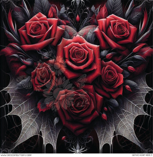Gothic Heart Rose 3 Printed Vinyl Sheet/Wrap