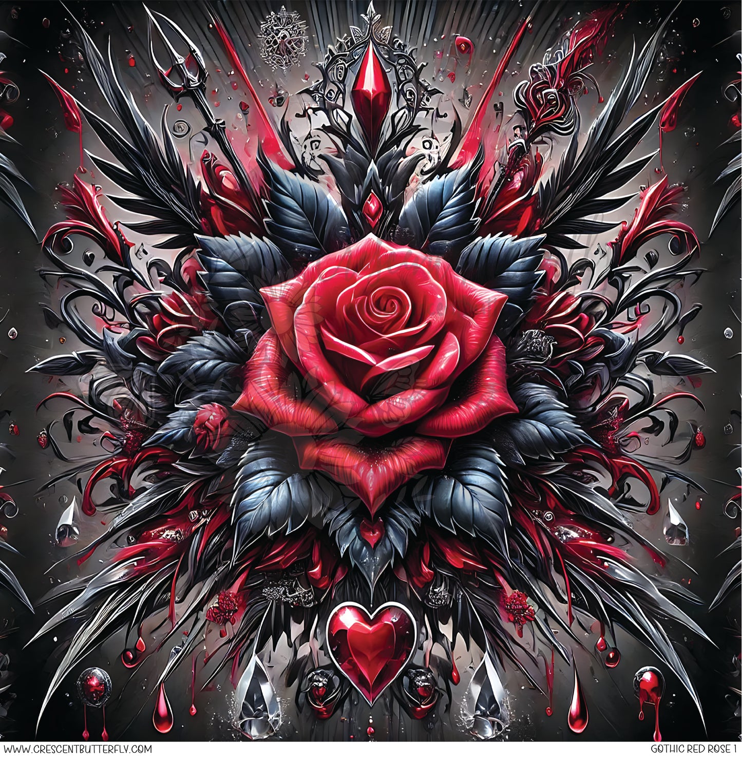 Gothic Red Rose 1 Printed Vinyl Sheet/Wrap