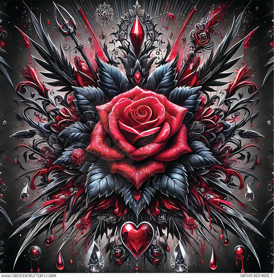Gothic Red Rose 1 Printed Vinyl Sheet/Wrap