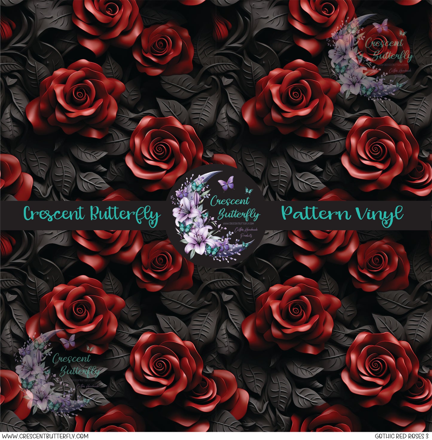 Gothic Red Roses 3 Printed Vinyl Sheet/Wrap
