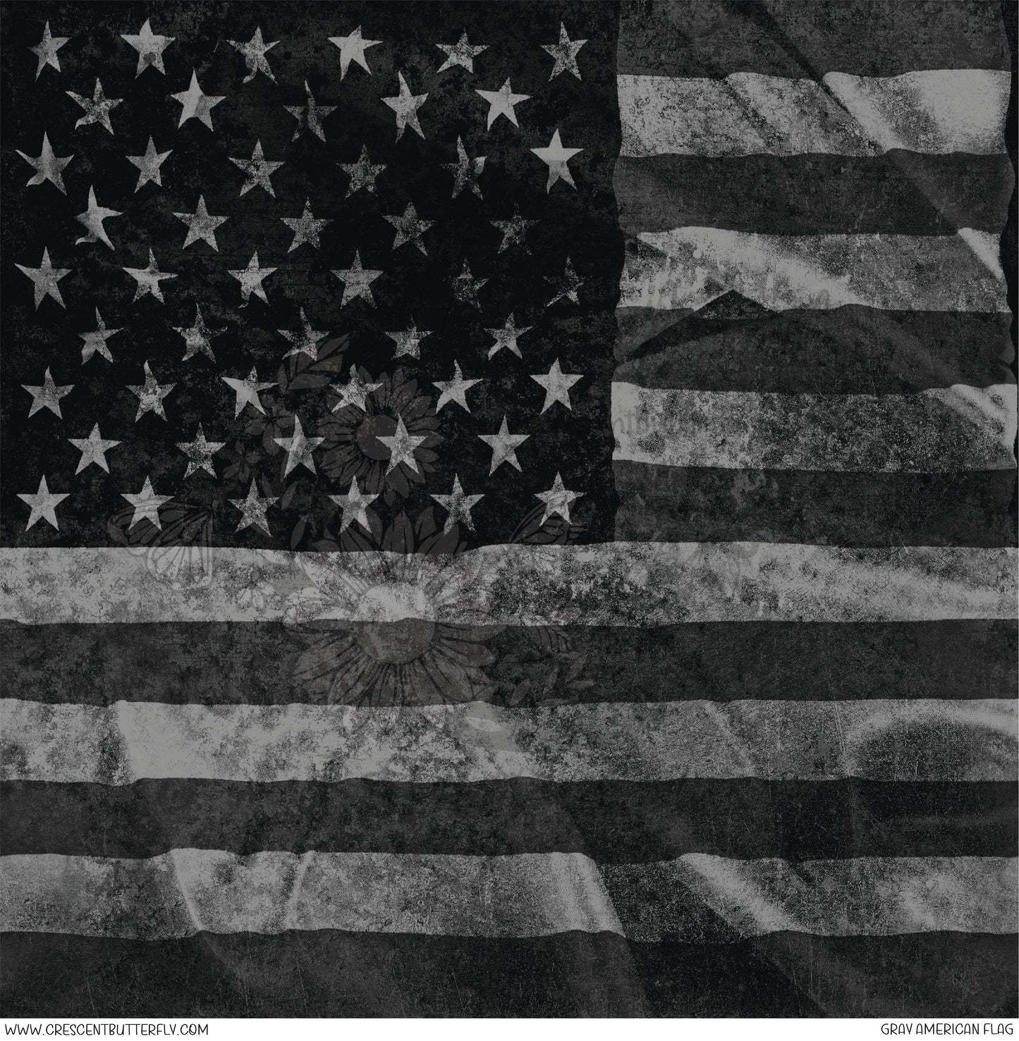 Gray American Flag Printed Vinyl Sheet/Wrap