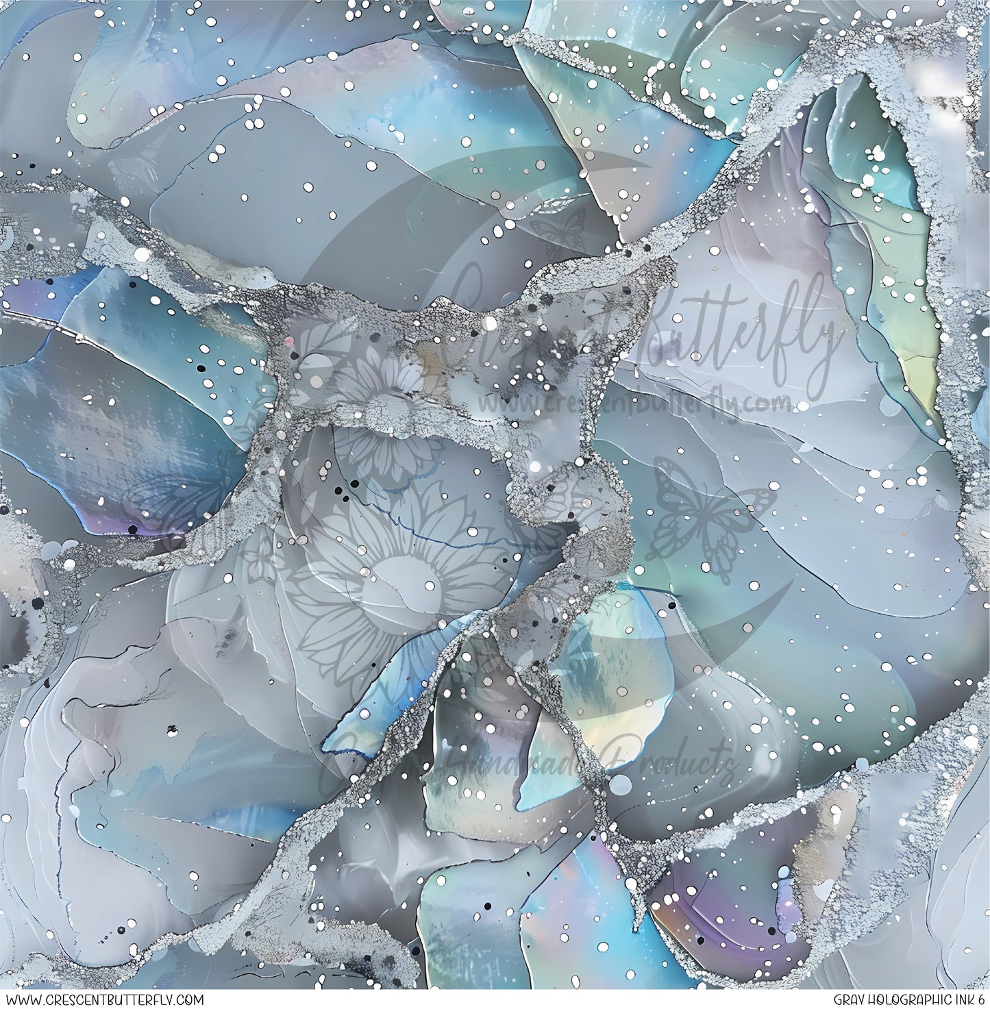 Gray Holographic Ink 6 Printed Vinyl Sheet/Wrap