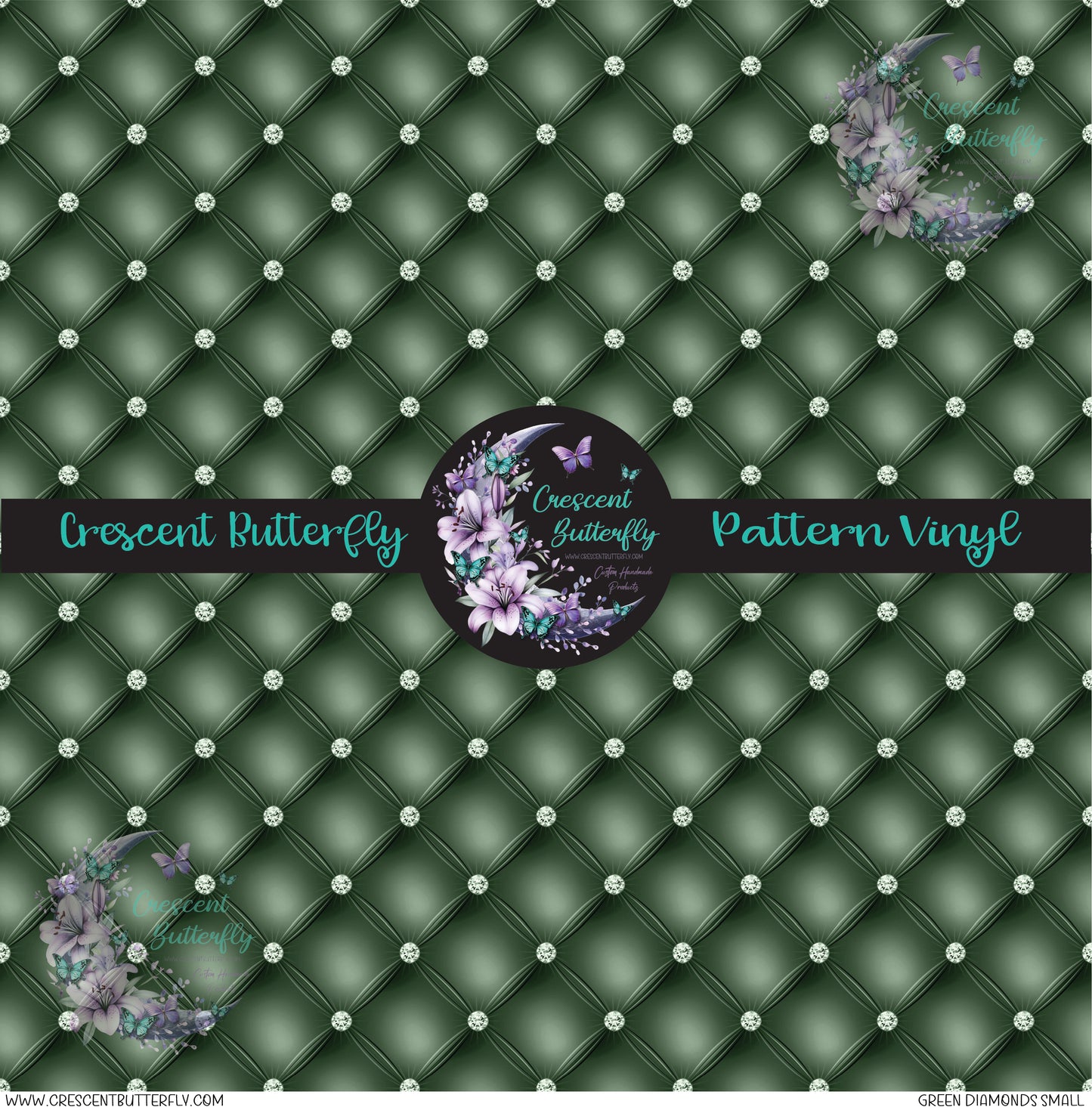 Green Diamonds Small Printed Vinyl Sheet/Wrap