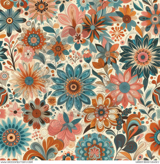 Groovy Boho Flower 2 Printed Vinyl Sheet/Wrap