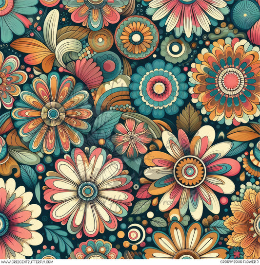 Groovy Boho Flower 5 Printed Vinyl Sheet/Wrap
