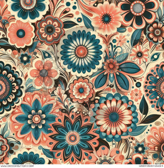 Groovy Boho Flower 8 Printed Vinyl Sheet/Wrap