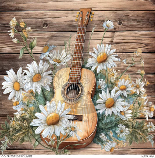 Guitar Daisy Printed Vinyl Sheet/Wrap