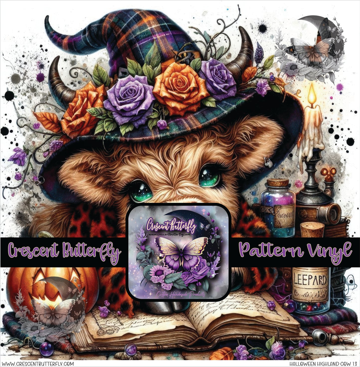 Halloween Highland Cow 13 Printed Vinyl Sheet/Wrap