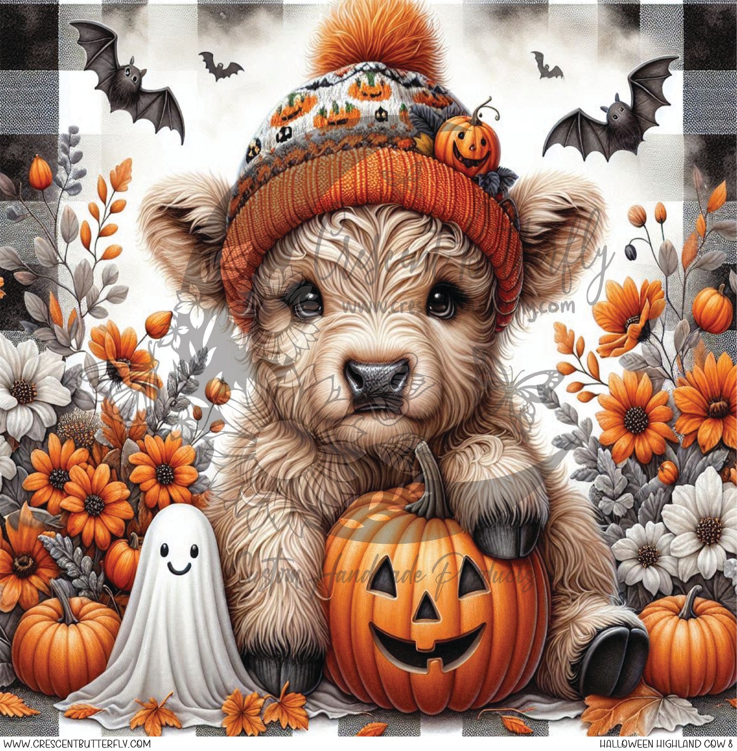 Halloween Highland Cow 8 Printed Vinyl Sheet/Wrap