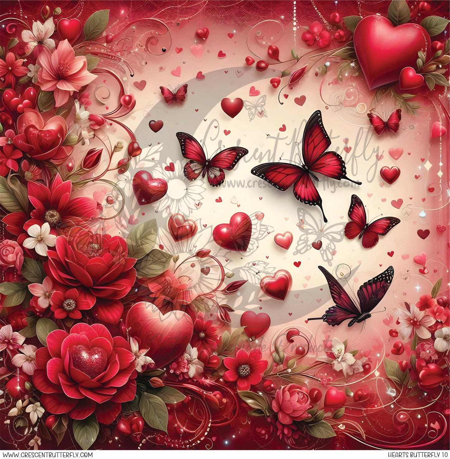 Hearts Butterfly 10 Printed Vinyl Sheet/Wrap
