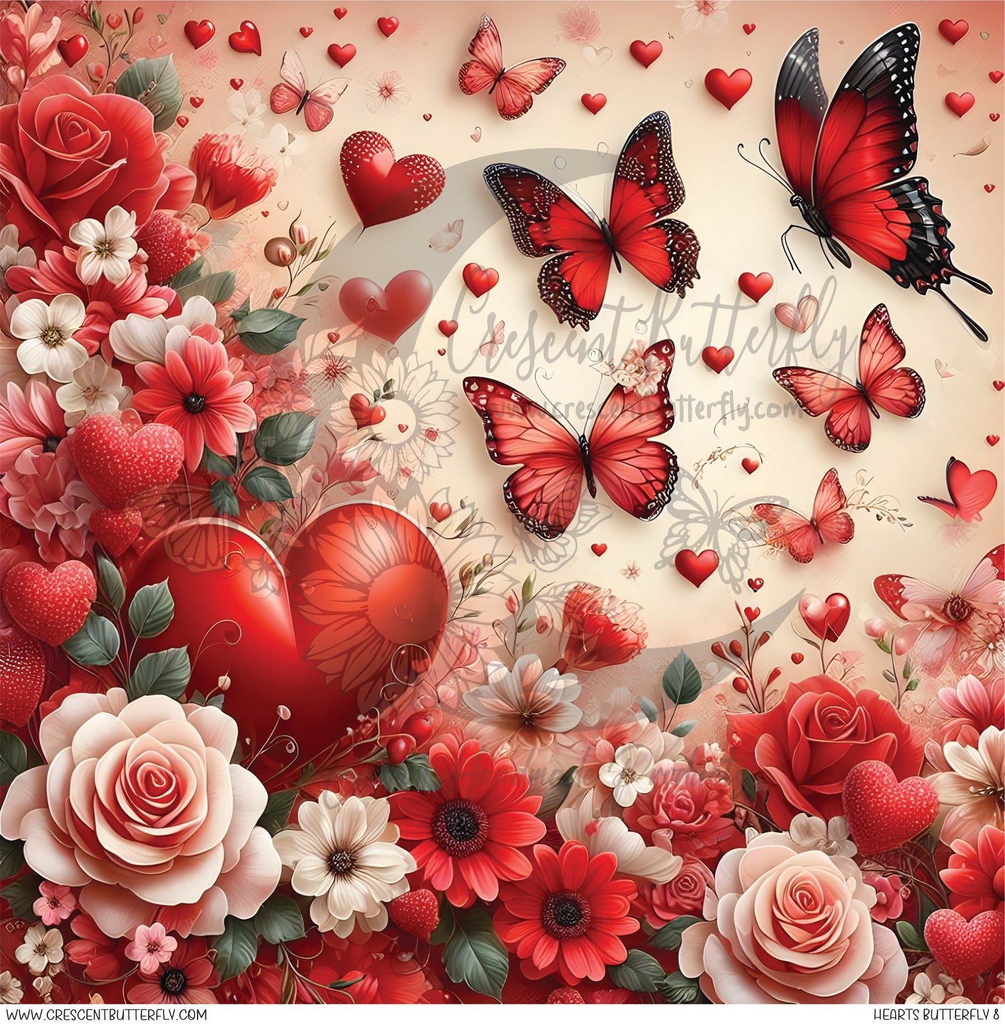 Hearts Butterfly 8 Printed Vinyl Sheet/Wrap