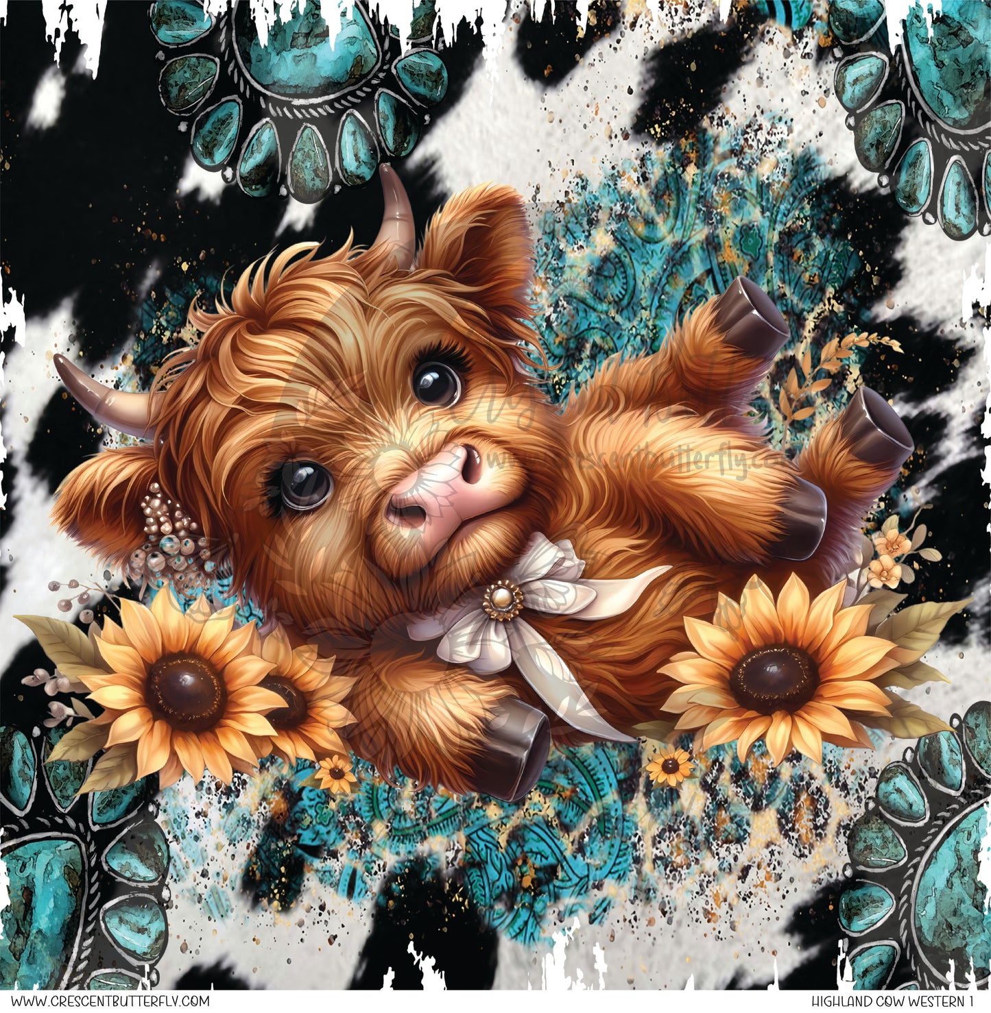 Highland Cow Western 1 Printed Vinyl Sheet/Wrap