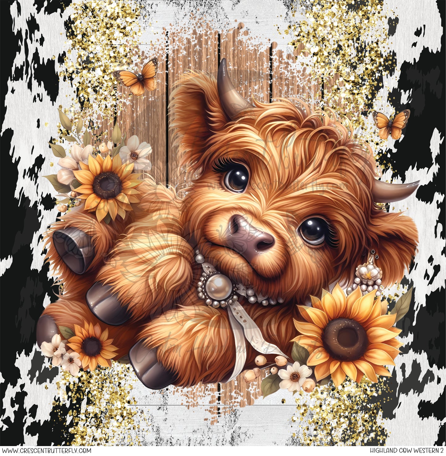Highland Cow Western 2 Printed Vinyl Sheet/Wrap