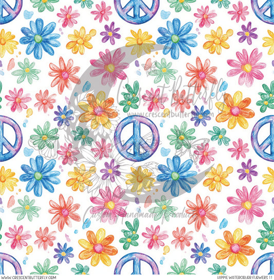 Hippie Watercolor Flowers 11 Printed Vinyl Sheet/Wrap