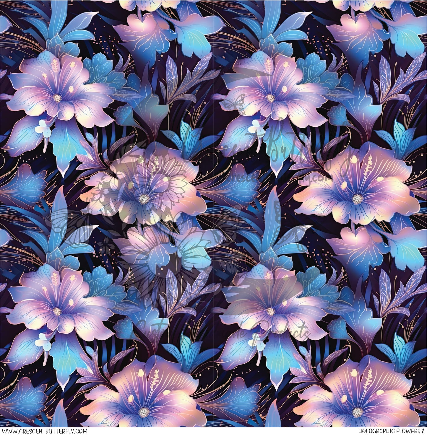 Holographic Flowers 8 Printed Vinyl Sheet/Wrap