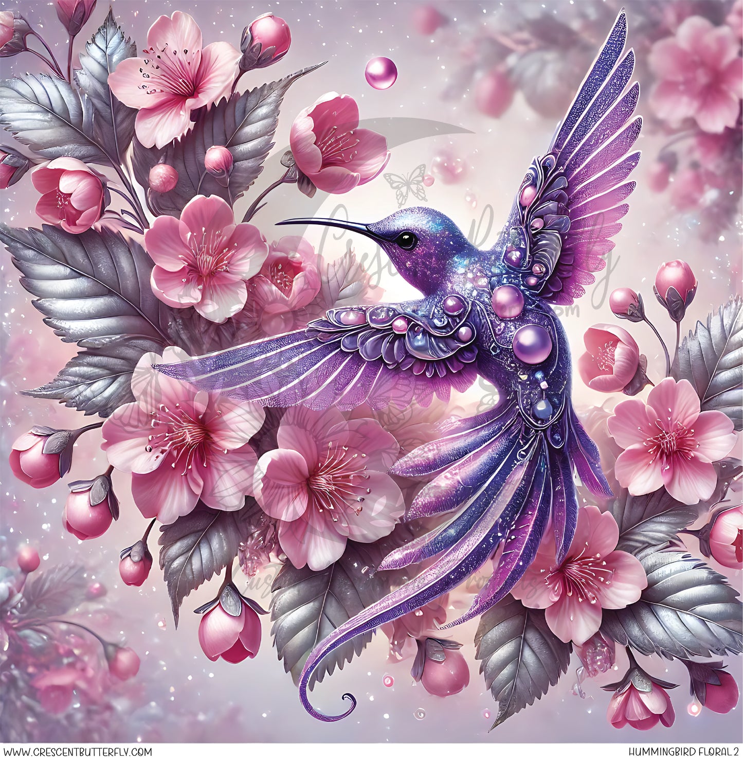 Hummingbird Floral 2 Printed Vinyl Sheet/Wrap