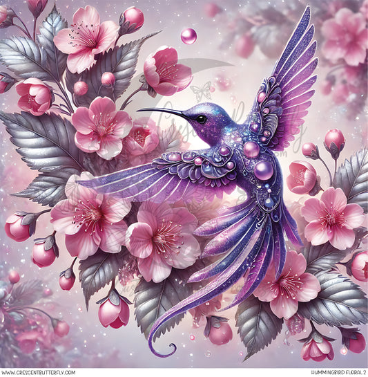Hummingbird Floral 2 Printed Vinyl Sheet/Wrap