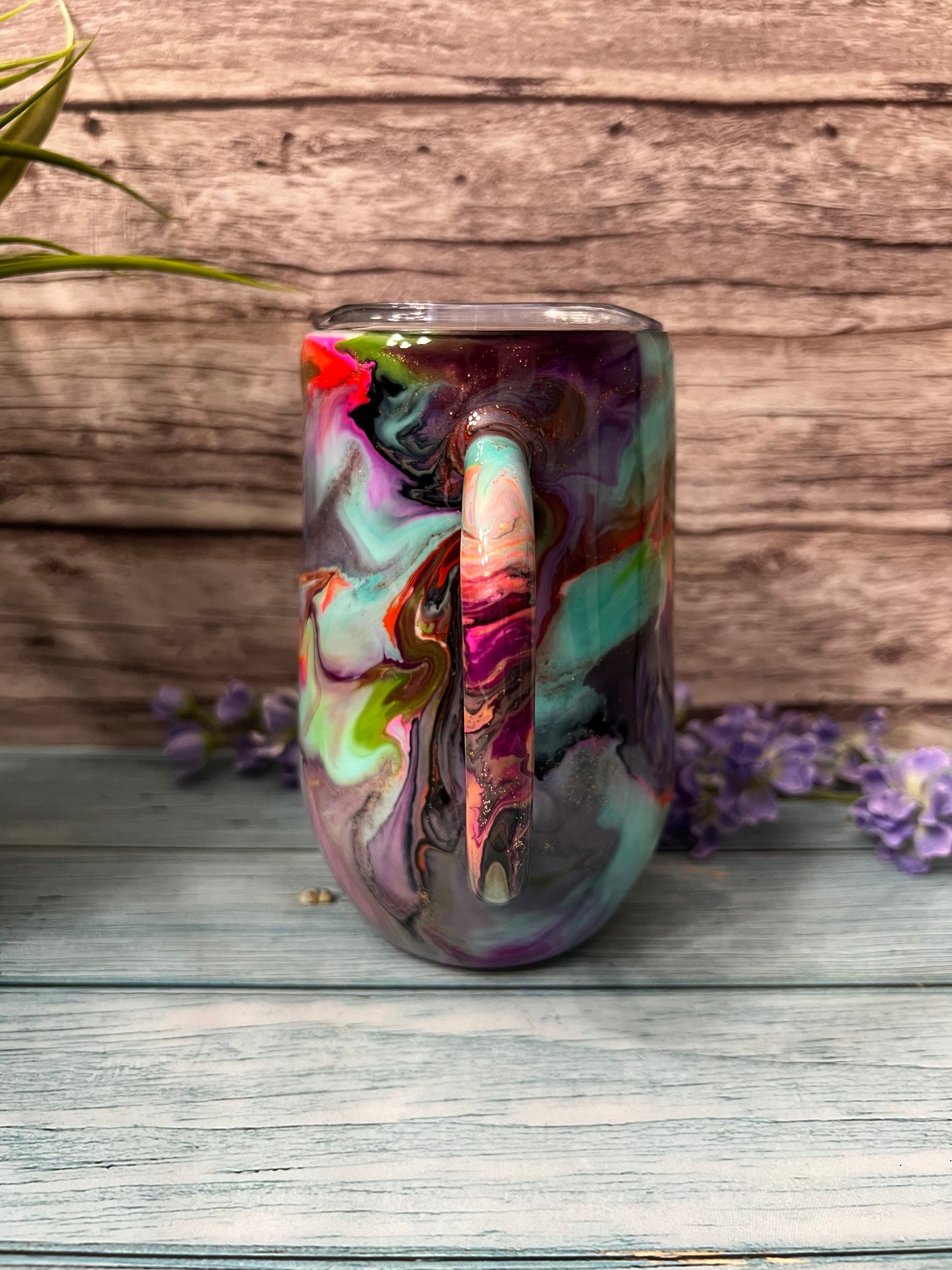 Rainbow Storm Handmade Custom Epoxy Tumbler