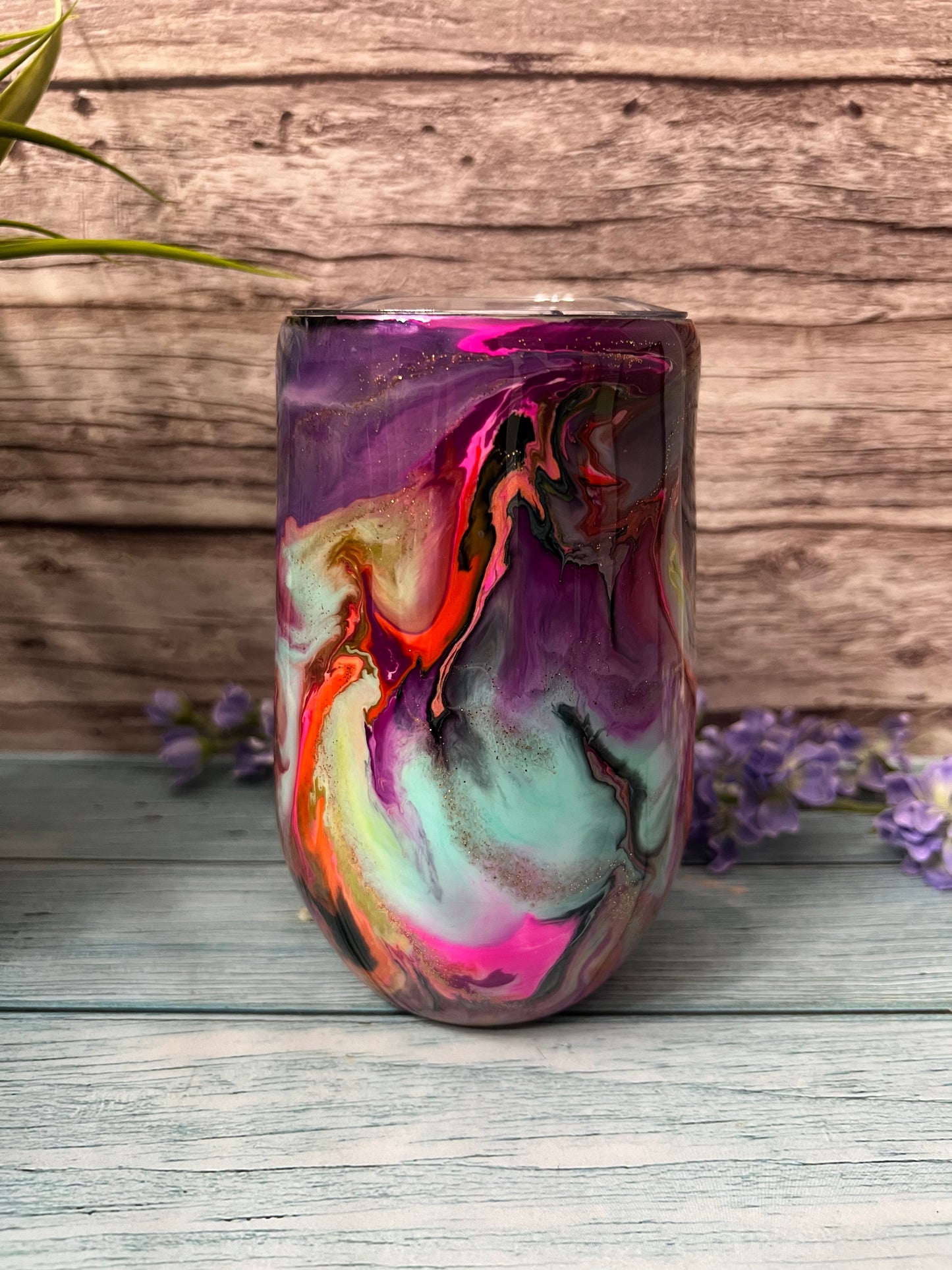 Rainbow Storm Handmade Custom Epoxy Tumbler