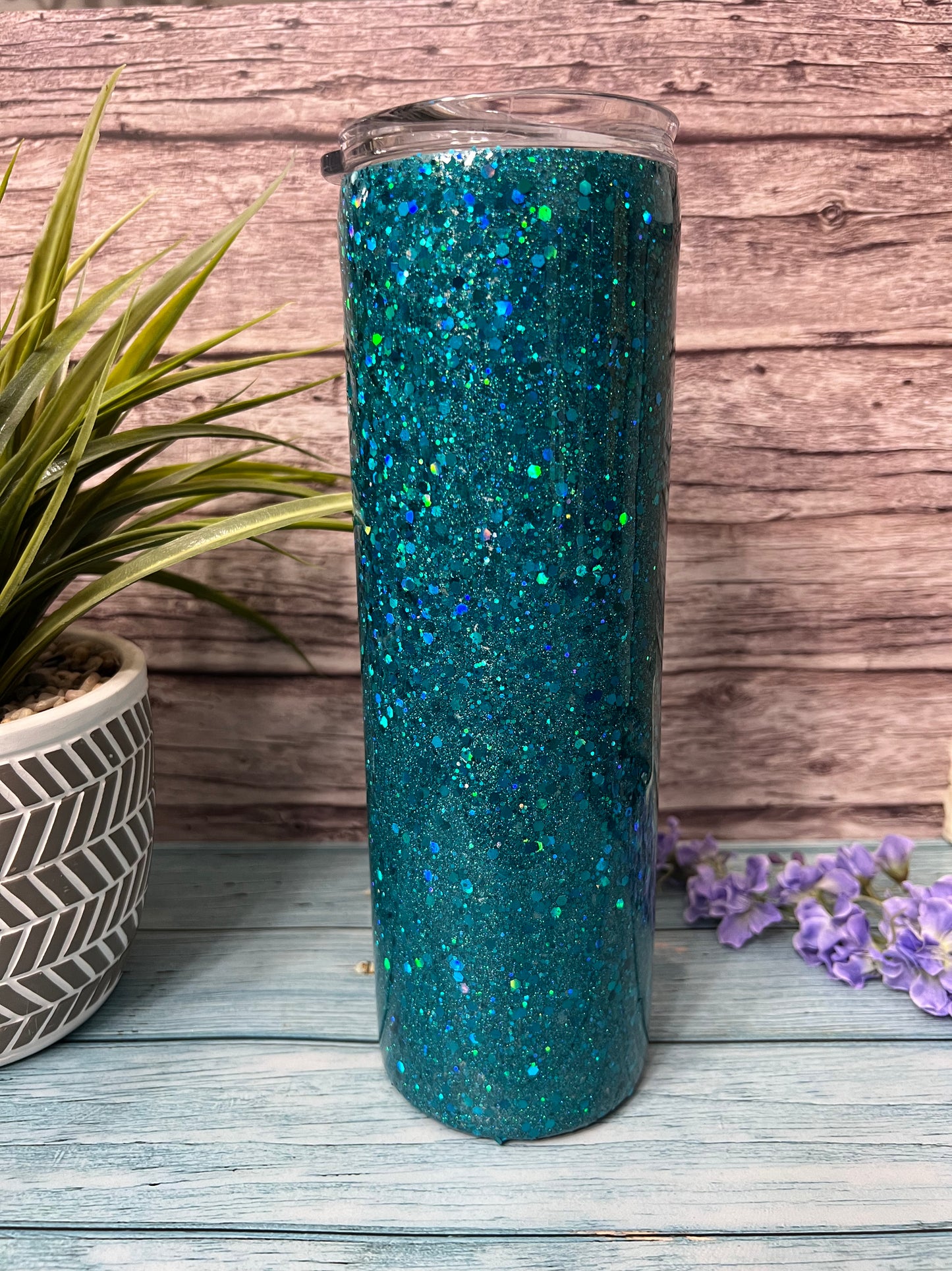Chunky Peacock Glitter-30oz Skinny Tumbler-Pre Made