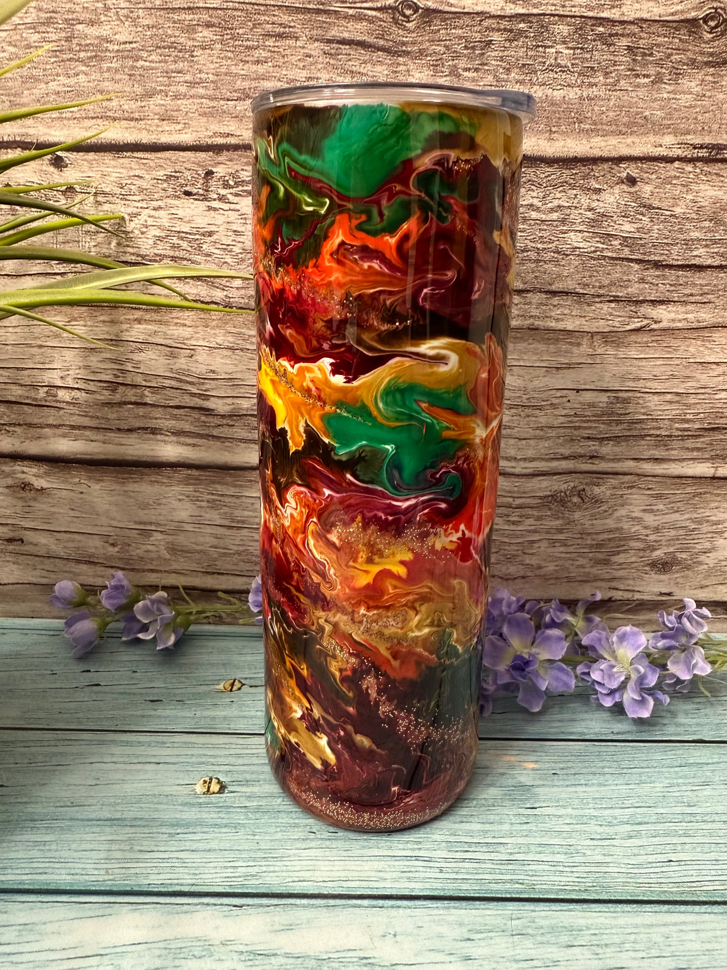 Autumn Blossoms Handmade Custom Epoxy Tumbler